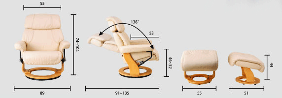 Габаритные размеры кресла реклайнер Relax Piabora 7611W